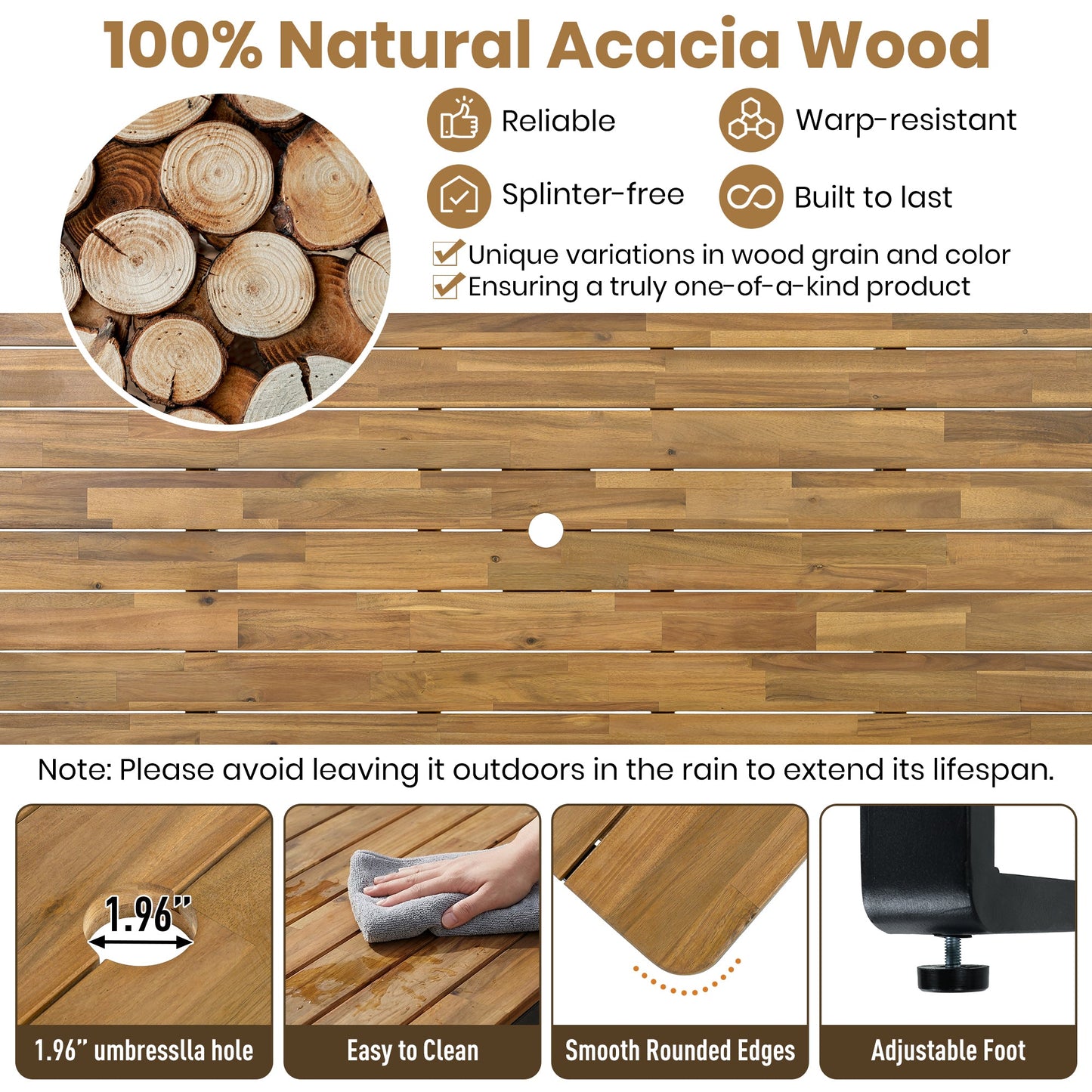 6-Piece Outdoor Dining Set with Acacia Wood