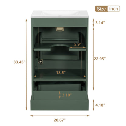 Bathroom Vanity With Sink, Soft Close Door, Adjustable U-Shaped Shelf