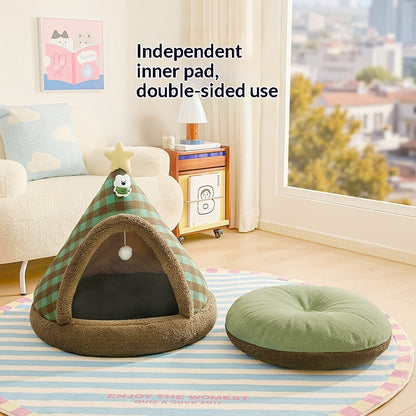 Four-Season Universal Closed-Style Christmas Cat Bed With A Sense Of Security