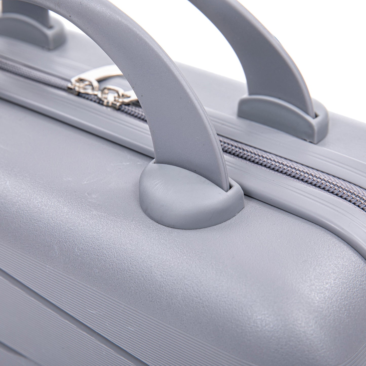 4-Piece PP Spinner Wheel Luggage Set with Cosmetic Case, Light Gray