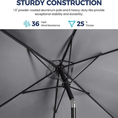 Rectangular Patio Umbrella With Crank Tilt, Polyester UV-Resistant Canopy