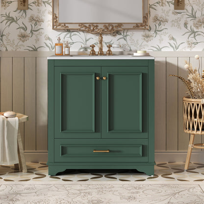 Bathroom Vanity With Sink, Cabinet & 2 Soft Closing Doors & Adjustable Shelf