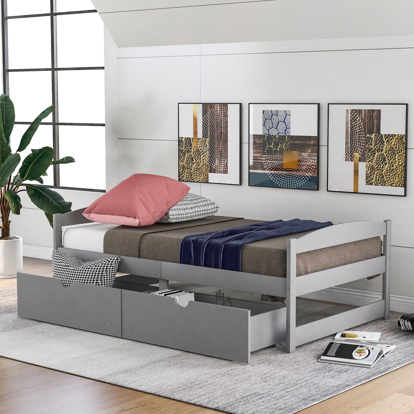Platform Bed With 2 Drawers