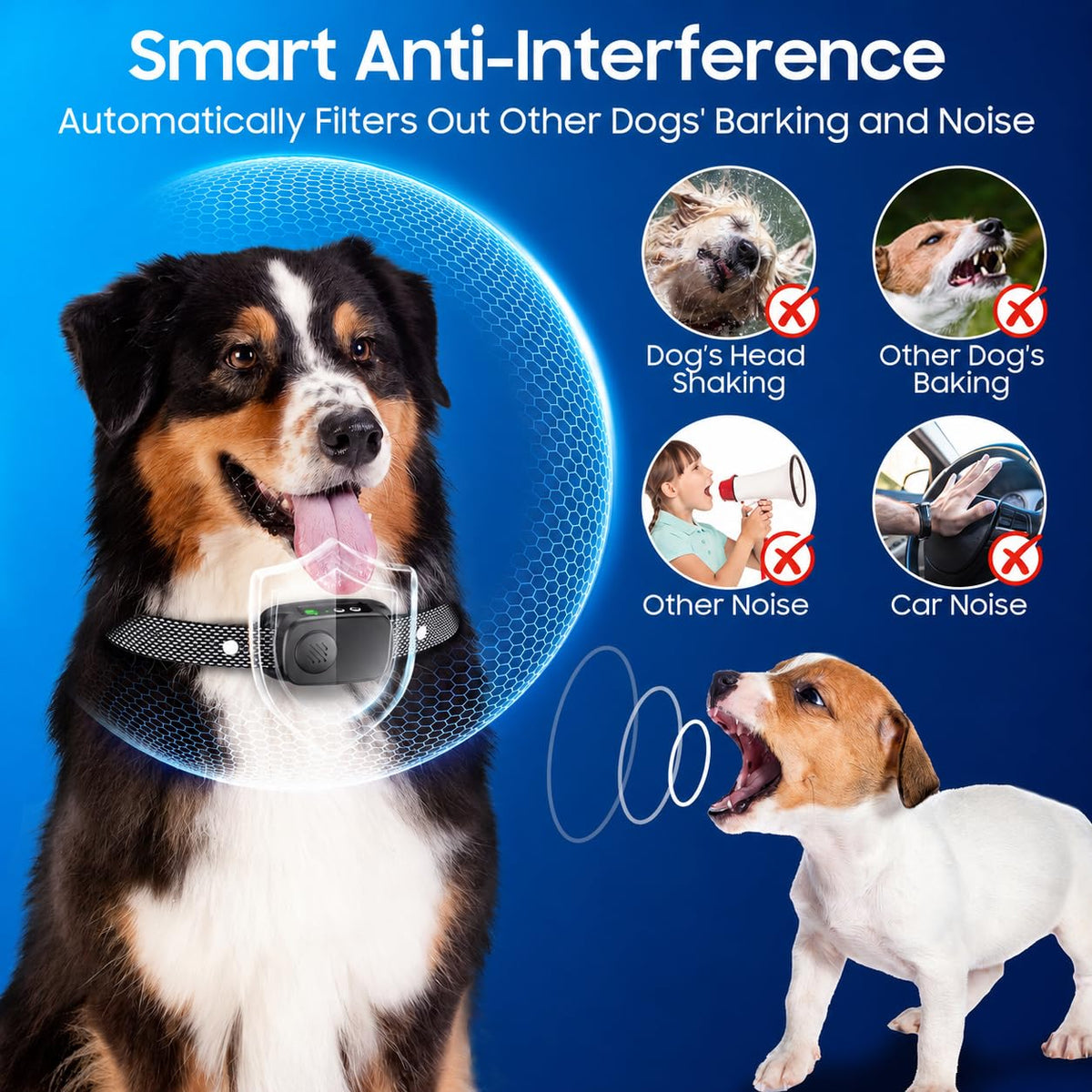Dog Bark Collar, Automatic Bark Collar For Medium Large Dogs IP67 Waterproof Rechargeable Barking Collar With Beep Vibration & Shock, 5 Adjustable Sensitivity Levels