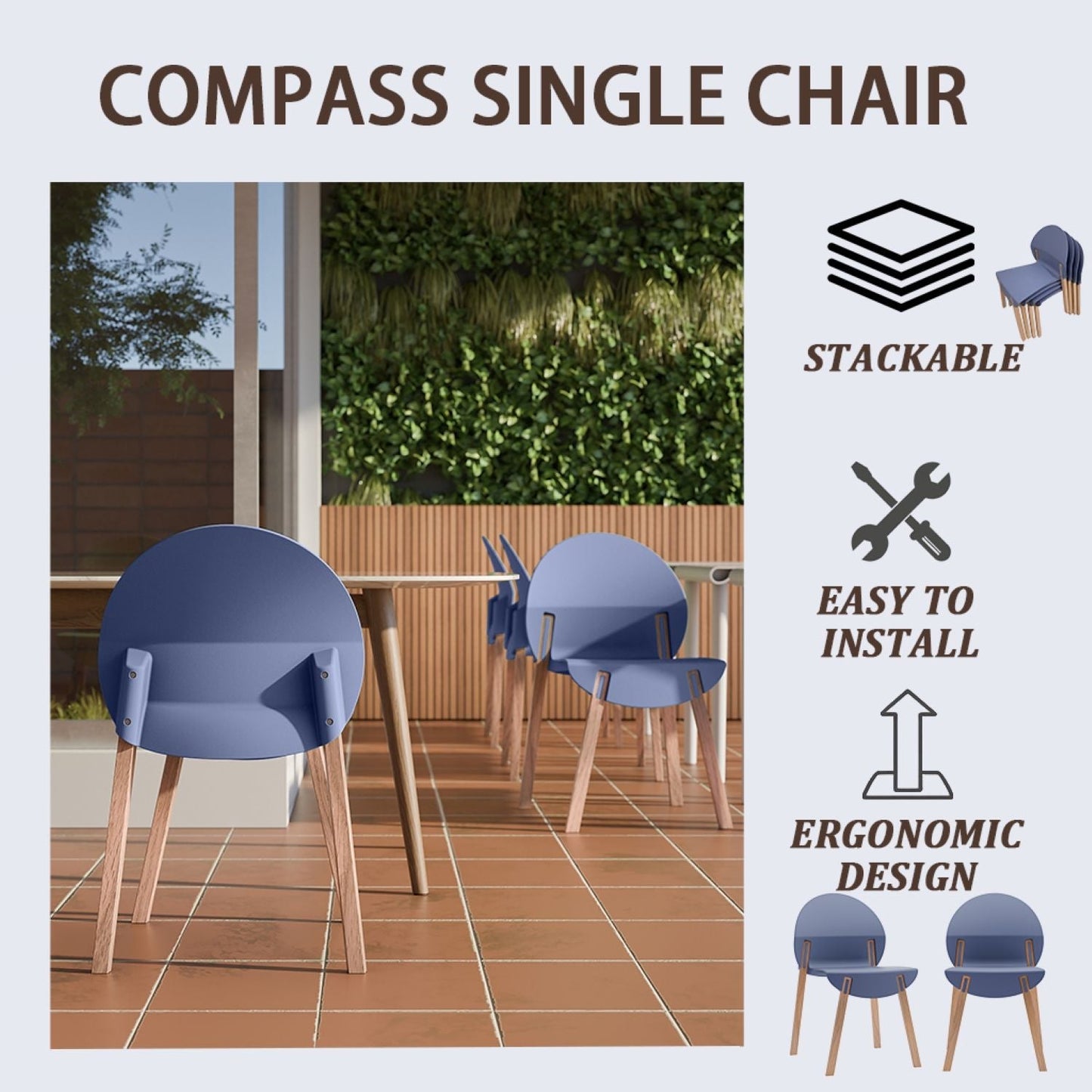 4 Piece Set Of Single Chairs, Traditional Elements With Round Table