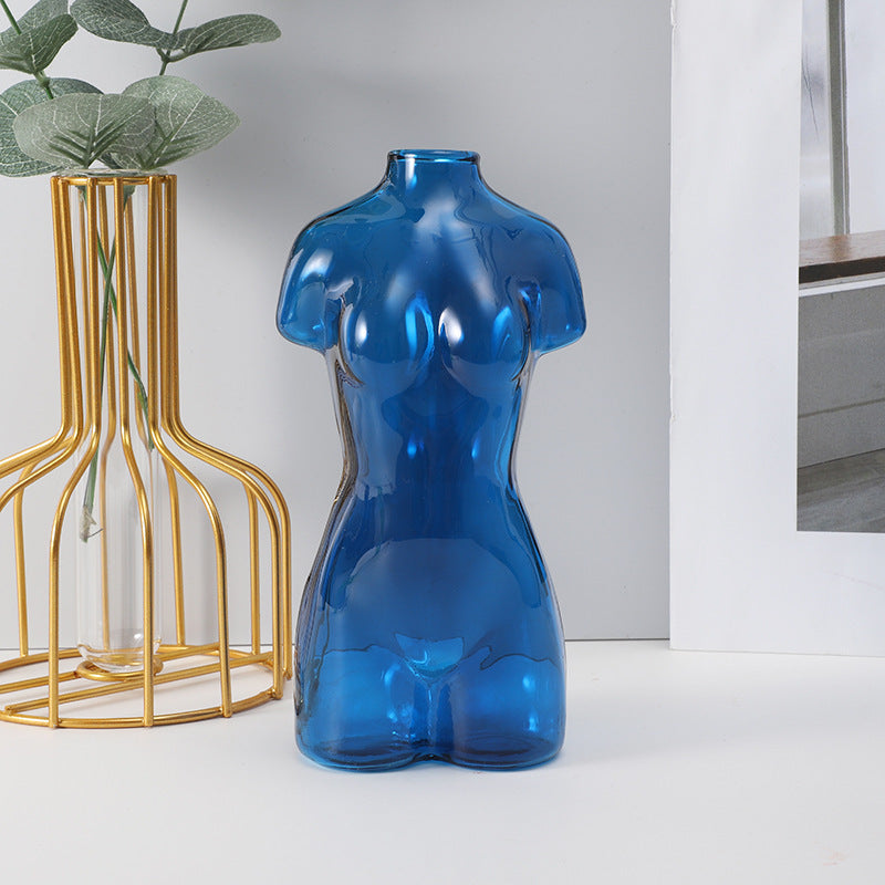 Colored Glass Body Art Flower Arrangement Vase Ornaments