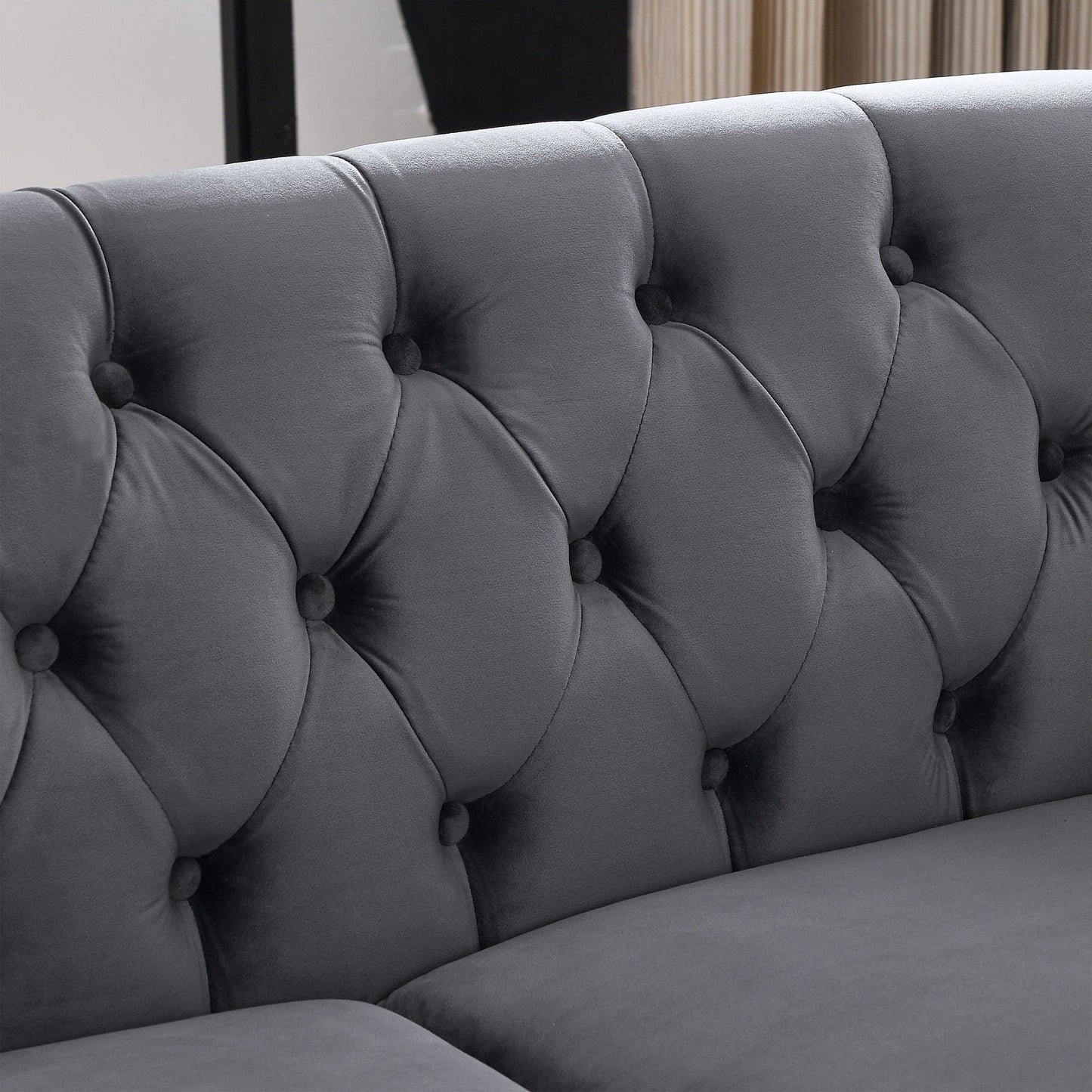 Chesterfield Sofa With Rolled Arms And Nailhead Trim