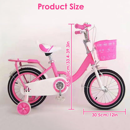 12in Carbon Steel Kid Bike with Backpack Streamers Helmet Detachable Training Wheels