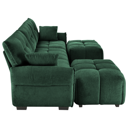 3 Seater Sofa Set With Ottoman And Throw Pillows