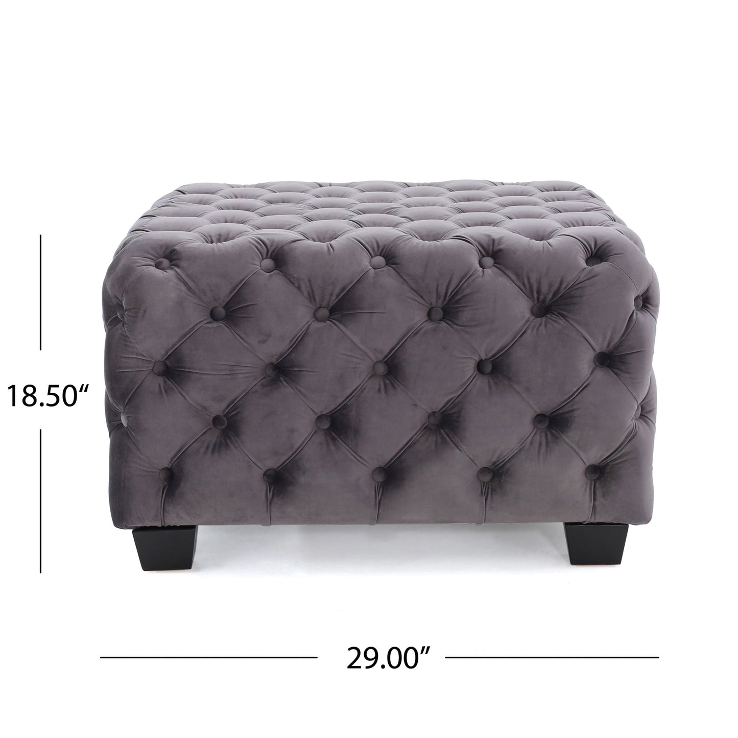 Modern Glam Ottoman with Upholstery and Button Tufted Design
