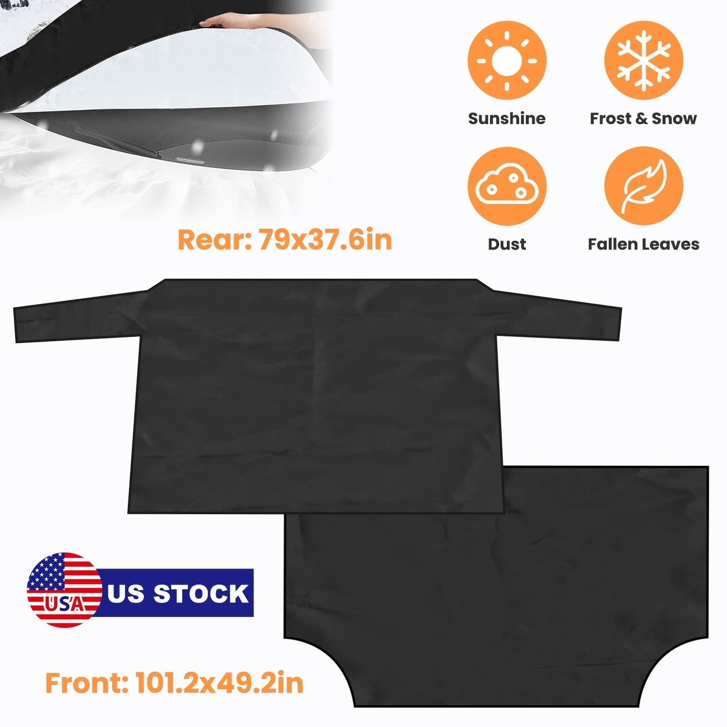 Magnetic Car Windshield Cover Front Rear Car Windshield Protector against Snow Sun Dirt Leaves Fit for All Cars Oxford Fabric Waterproof Heat-Resistan