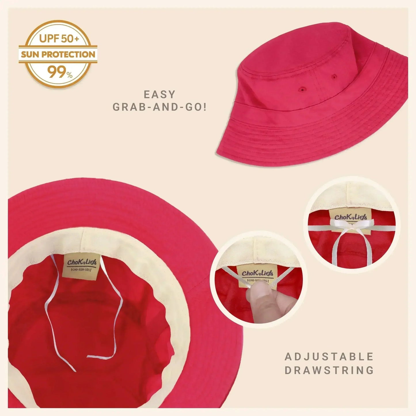Canvas Bucket Hat - Washed Cotton Moldable Brim - UPF Sun Protection