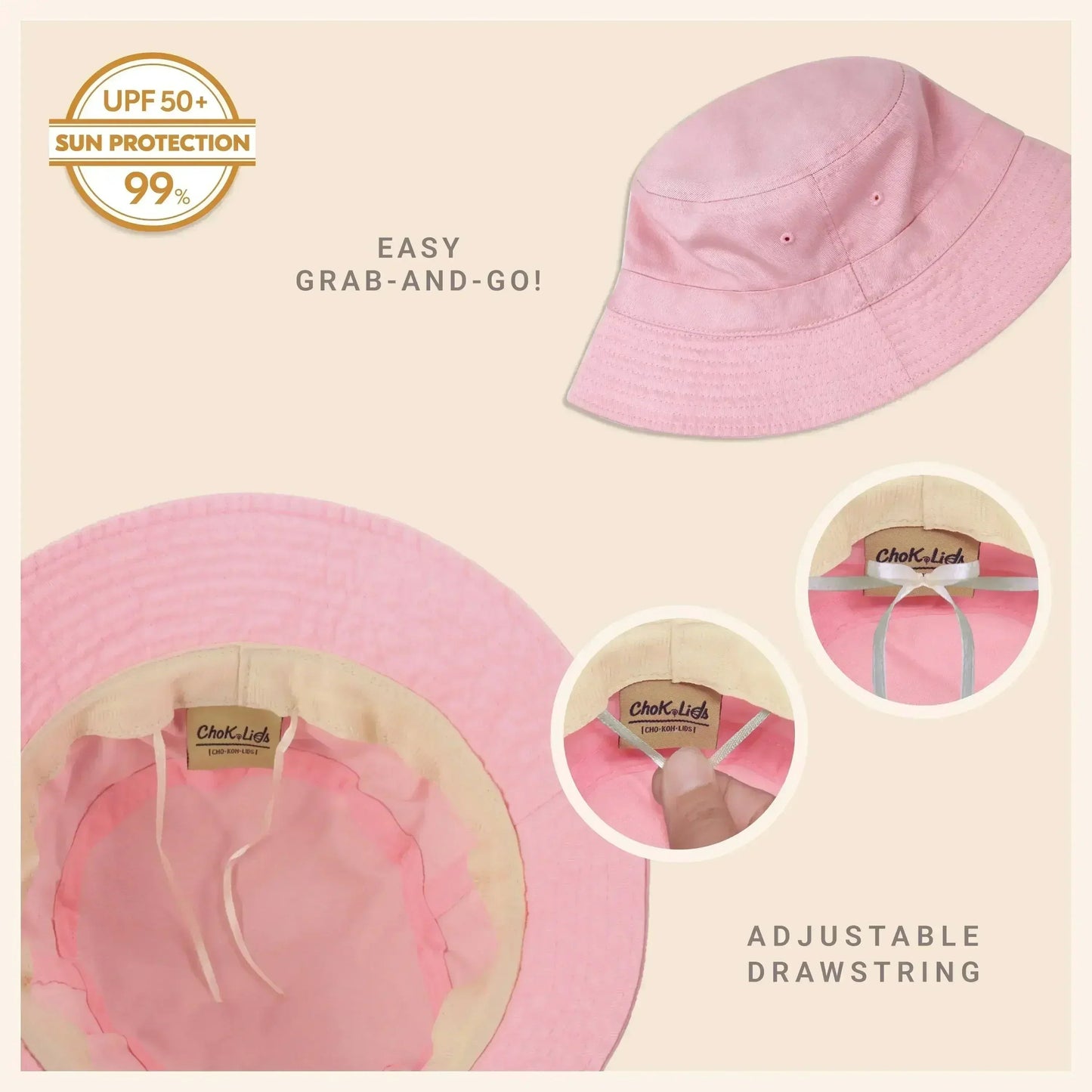 Canvas Bucket Hat - Washed Cotton Moldable Brim - UPF Sun Protection