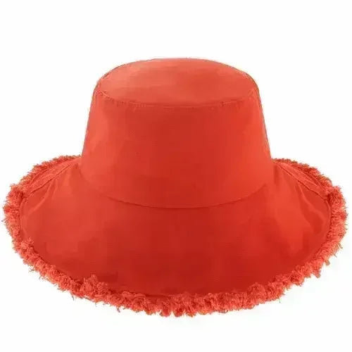 Frayed Bucket Hat - Wide Brim Cotton - UPF 50+ Sun Protection - One Size