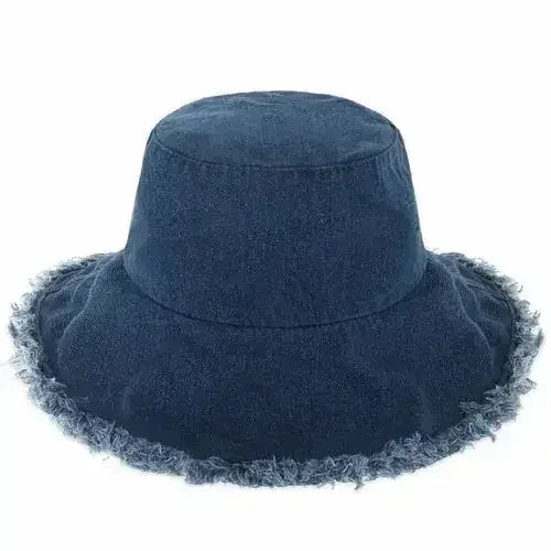 Frayed Bucket Hat - Wide Brim Cotton - UPF 50+ Sun Protection - One Size