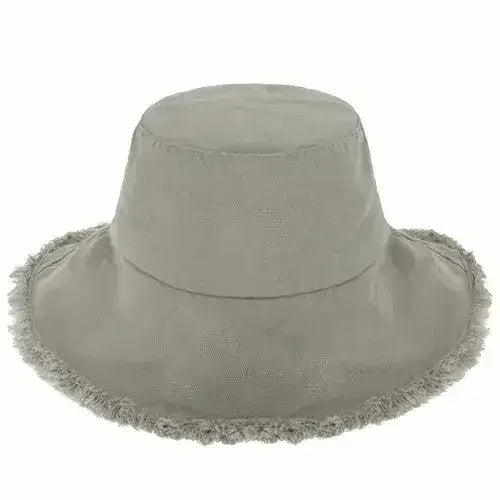 Frayed Bucket Hat - Wide Brim Cotton - UPF 50+ Sun Protection - One Size