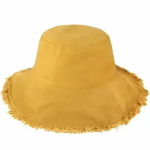 Frayed Bucket Hat - Wide Brim Cotton - UPF 50+ Sun Protection - One Size