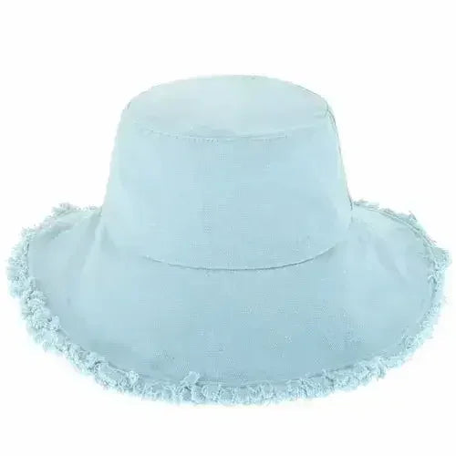Frayed Bucket Hat - Wide Brim Cotton - UPF 50+ Sun Protection - One Size