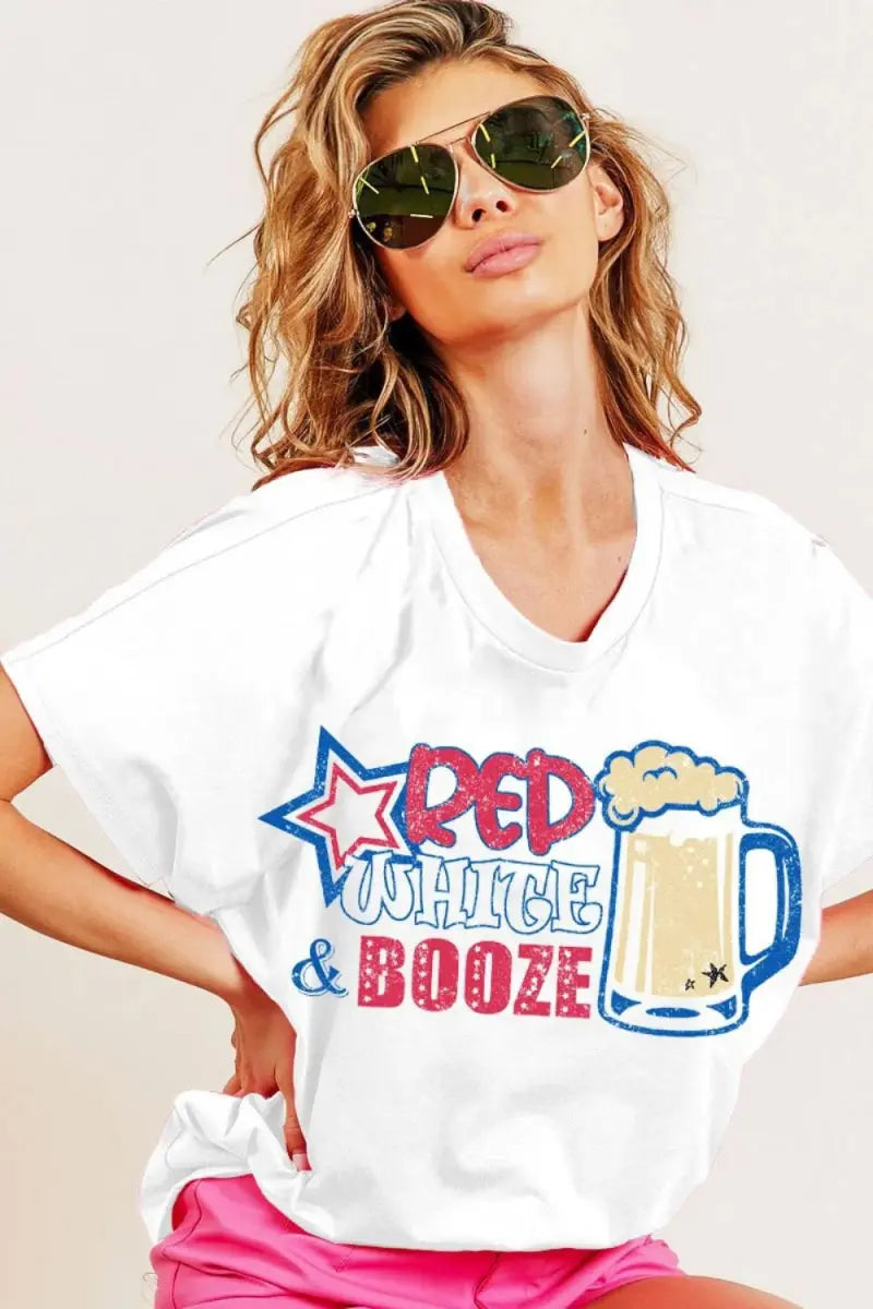 Women's T-Shirts Women's Graphic T-Shirt - Red White Design - Casual Fun Style