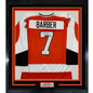 Framed Autographed/Signed Bill Barber 35x39 HOF 90 Philadelphia Orange Hockey Jersey Beckett BAS COA