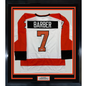 Framed Autographed/Signed Bill Barber 35x39 Philadelphia White Hockey Jersey Beckett BAS COA