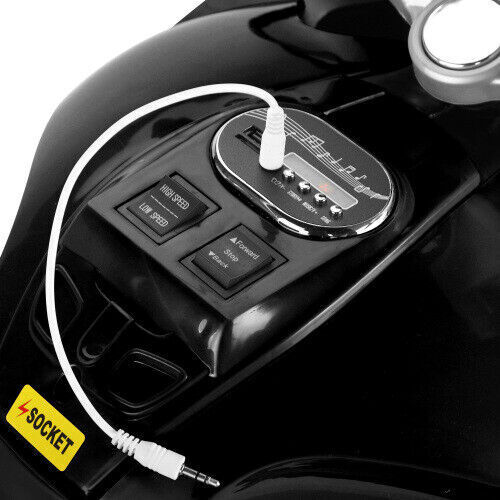 Black 12V Electric Kids Ride On Motorcycle - Battery Powered