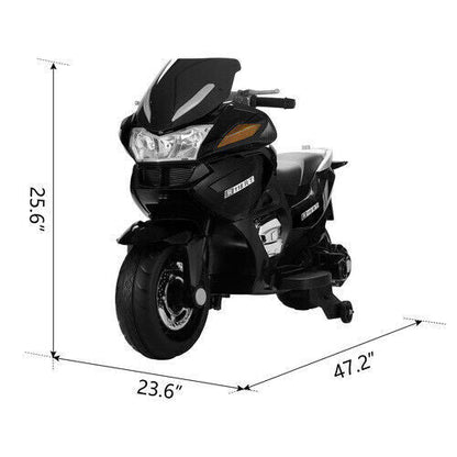 Black 12V Electric Kids Ride On Motorcycle - Battery Powered