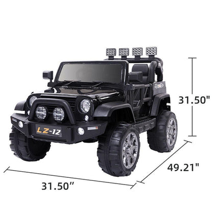 Black 12V Kids Ride-On Car with Parent Remote Control for Safe Play