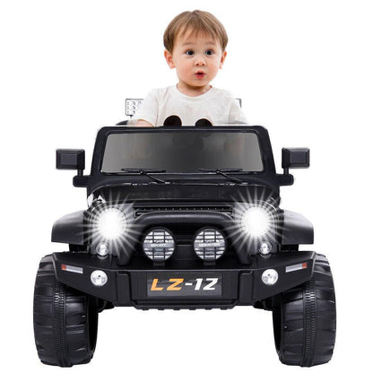 Black 12V Kids Ride-On Car with Parent Remote Control for Safe Play