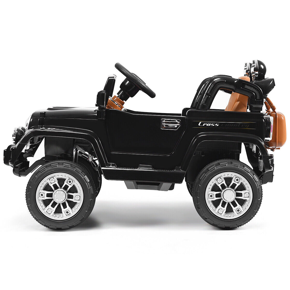Black 12V Kids Ride On Truck with RC Remote, LED Lights, and Music