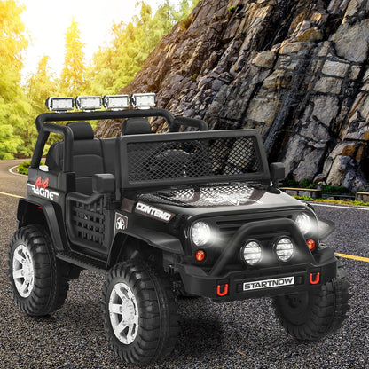 Black 12V Kids Ride On Truck with Remote Control & Lights - Electric Car for Endless Fun!
