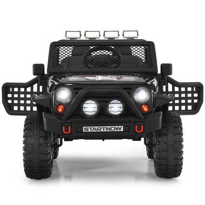 Black 12V Kids Ride On Truck with Remote Control & Lights - Electric Car for Endless Fun!