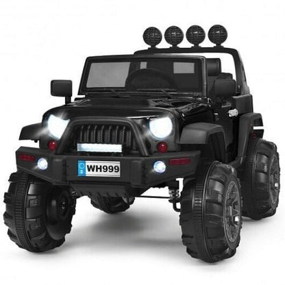 Black 12V Kids Ride On Truck with Remote Control and Double Magnetic Door