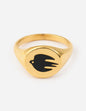 Black Enamel Gold Dove Ring