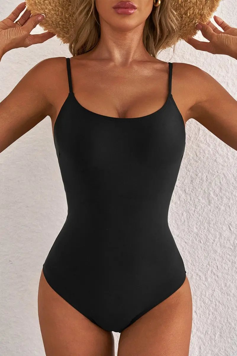 Accessories Love Salve Black Lace-Up Back Swimsuit Vacation Women's One-Piece: Strappy & Flattering