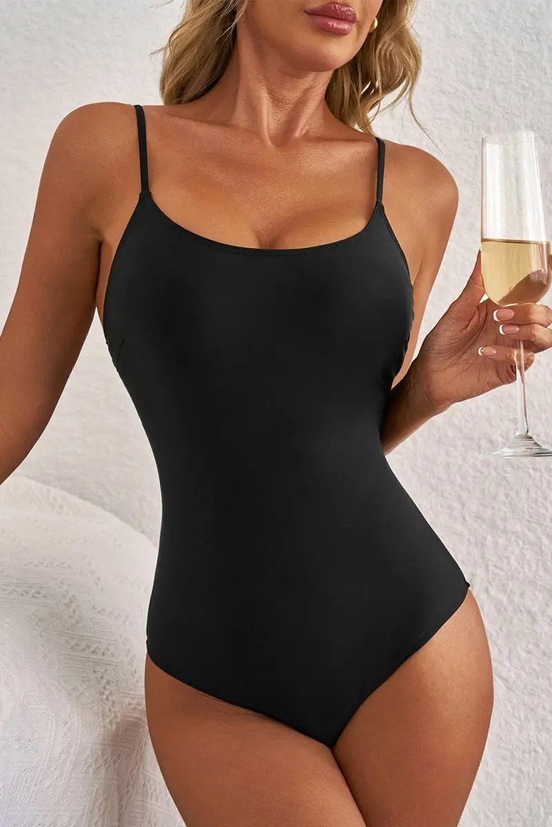 Accessories Love Salve Black Lace-Up Back Swimsuit Vacation Women's One-Piece: Strappy & Flattering