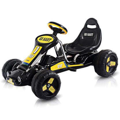 Black Pedal-Powered Go Kart for Kids - 4 Wheel Racer Toy with Joyful Ride Experience