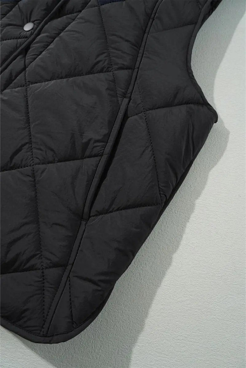 Shirts Love Salve Black Quilted Vest Women's Daily Casual Winter Layering Top