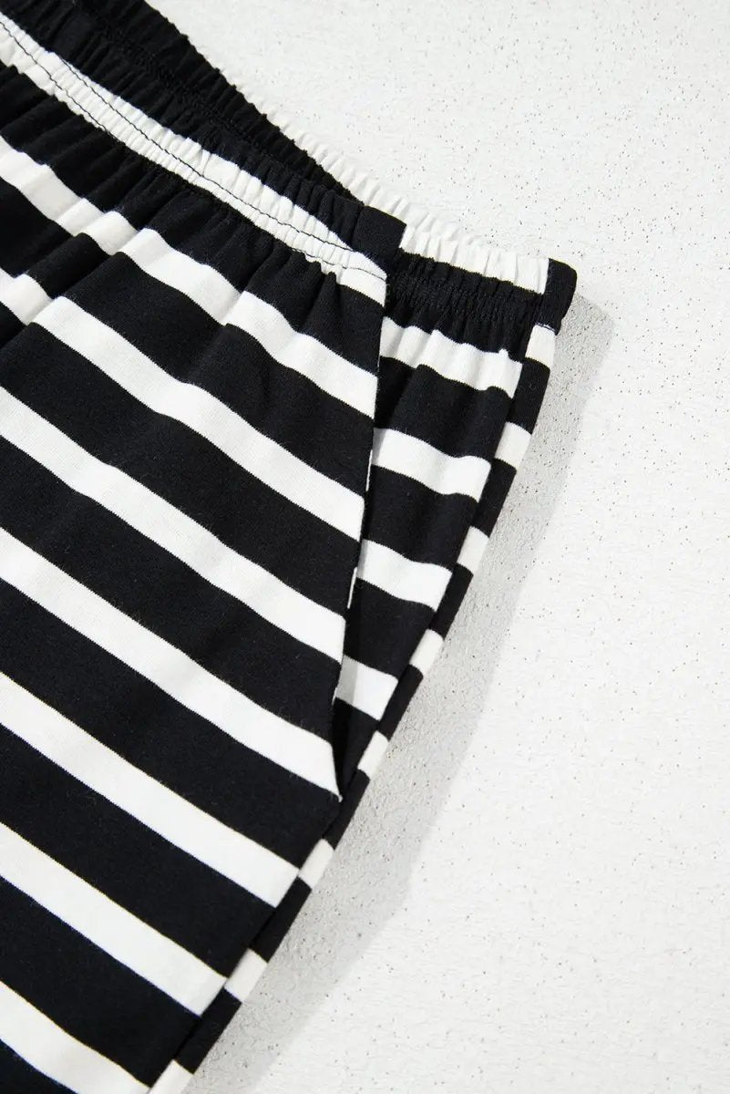Accessories Love Salve Black White Striped Women's Casual Set Loungewear - Soft & Stylish