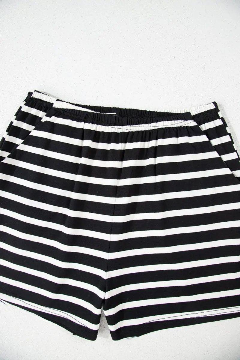 Accessories Love Salve Black White Striped Women's Casual Set Loungewear - Soft & Stylish
