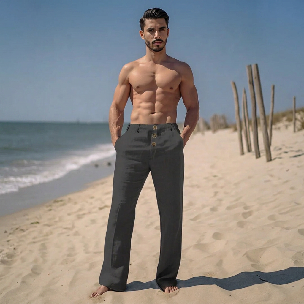Men's Linen Beach Trousers - Lightweight, Breathable Casual Pants for Comfort and Style