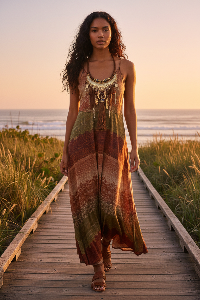 BLUEGREEN Feather Leaf Tassel Necklace - Bohemian Jewelry for Women