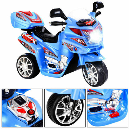 Blue 6V Electric Ride-On Motorcycle for Kids - Battery Powered 3 Wheel Toy