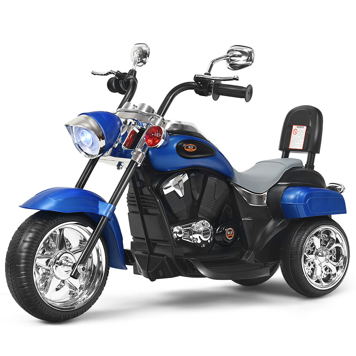 Blue 6V Kids Chopper Motorcycle Trike with Headlight and Horn