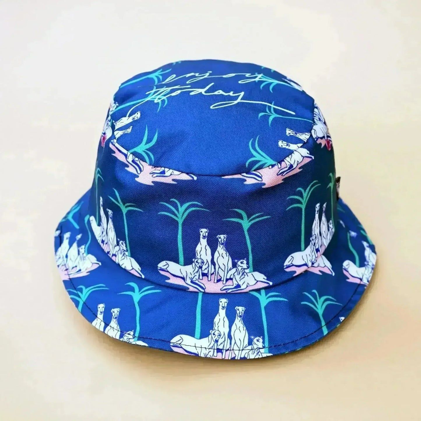 Greyhound and Palm Tree Bucket Hat