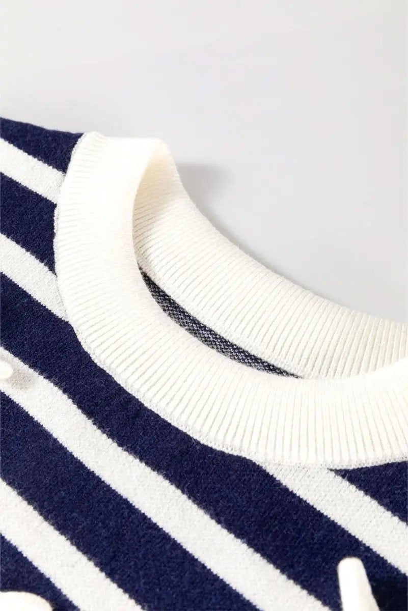 Love Salve Blue Stripe Knit Sweater Vest Sleeveless
