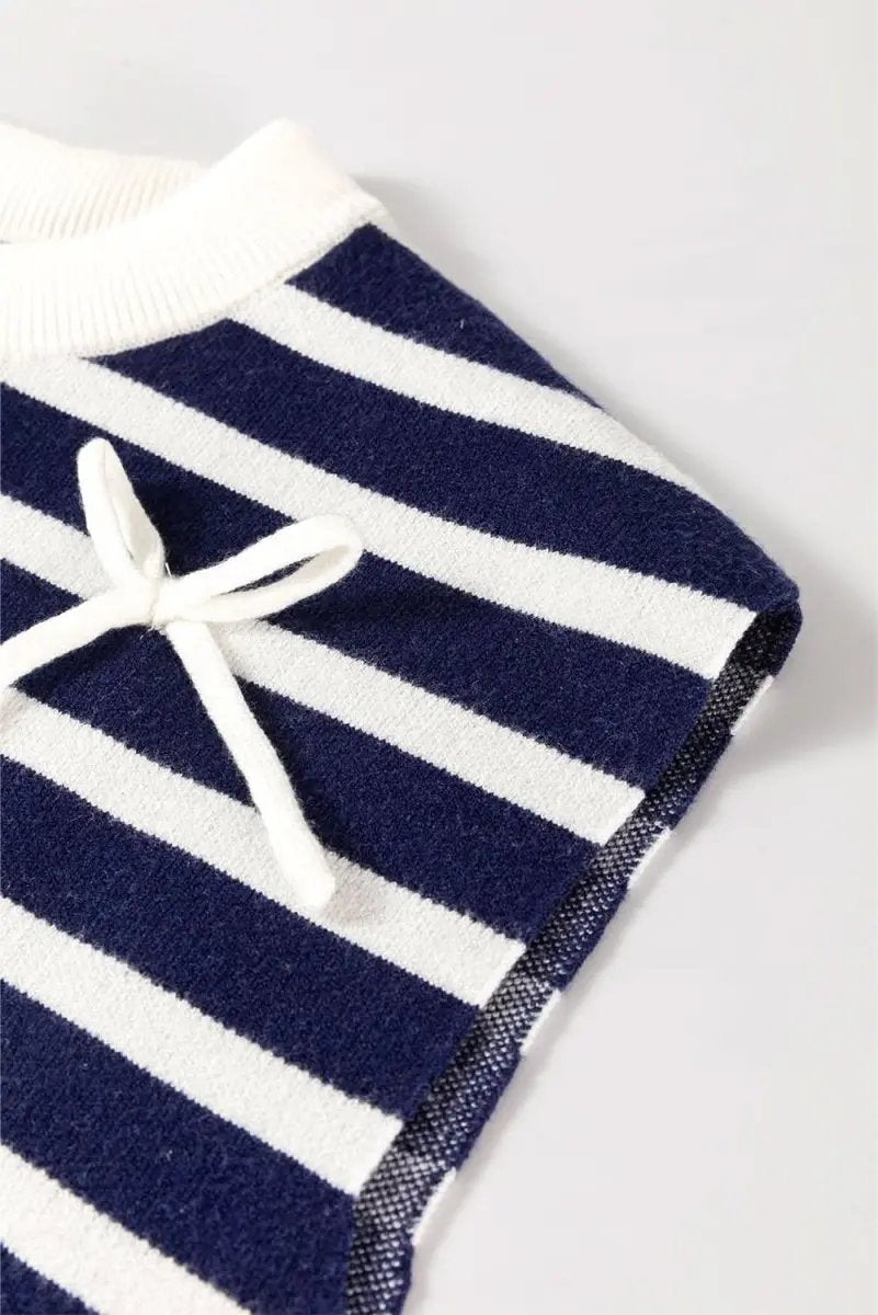 Love Salve Blue Stripe Knit Sweater Vest Sleeveless