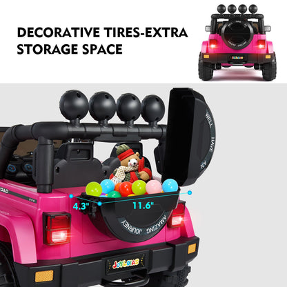 Bluetooth Remote Control Pink Jeep Ride On Car for Kids with USB and 12V Battery