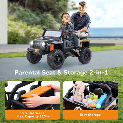 Bluetooth Remote Control Kids Ride-On Truck with LED Lights and FM Radio for Parent-Child Fun