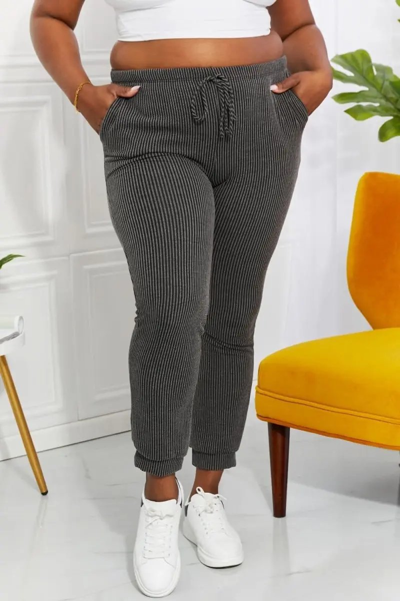 Lovesalve WS Ribbed Joggers Women's Loungewear Casual Full Size Easy Living Pants